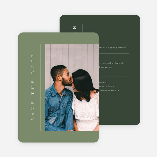 Classic Grid Save the Date Cards - Green