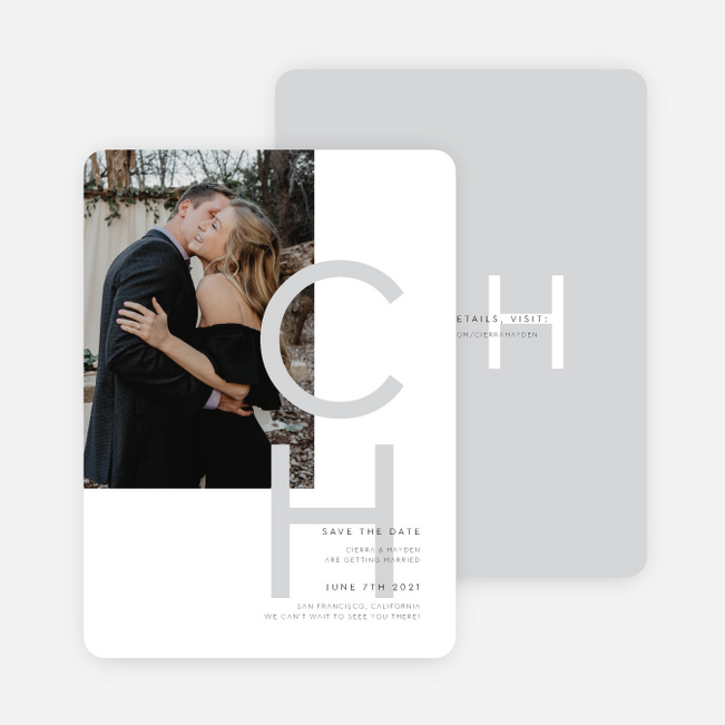 Big and Small Save the Date Cards - Gray