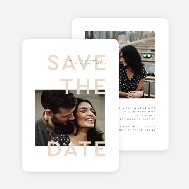 Clean Highlights Save the Date Cards - Beige
