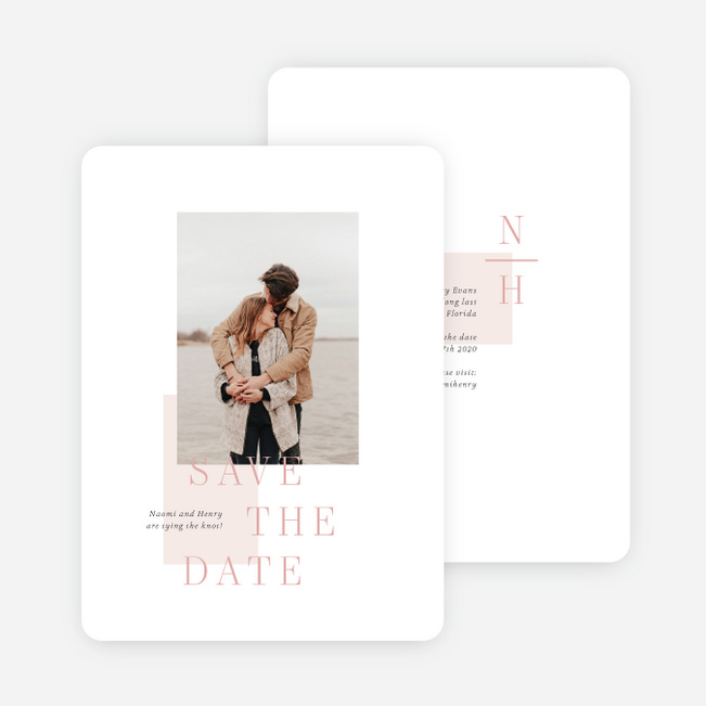 Square Direction Save the Date Cards - Pink