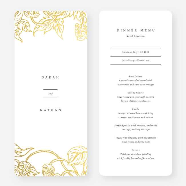 Foil Rustic Charm Wedding Menus | Paper Culture
