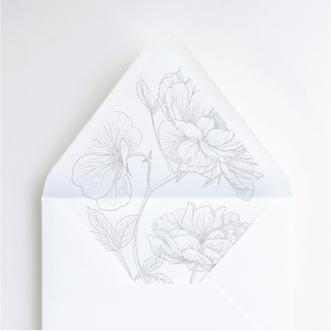 Black and White Floral Envelope Liners
