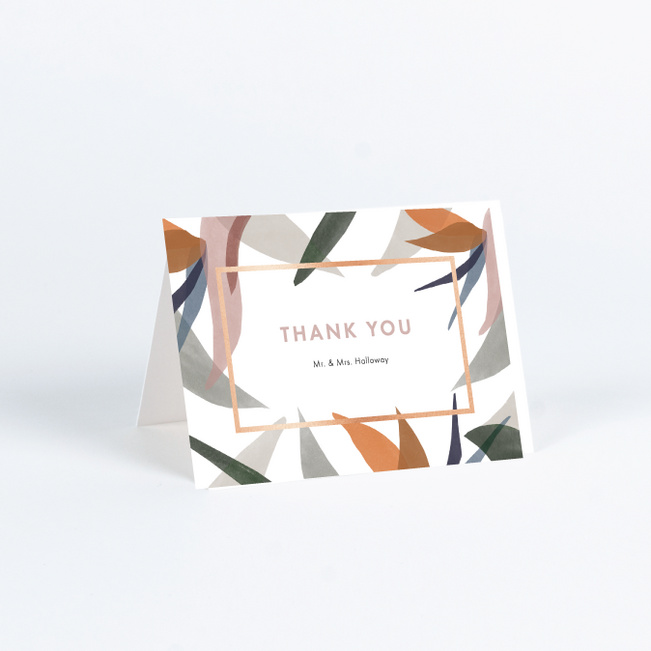 Foil Paradise Flowers Wedding Thank You Cards - Pink