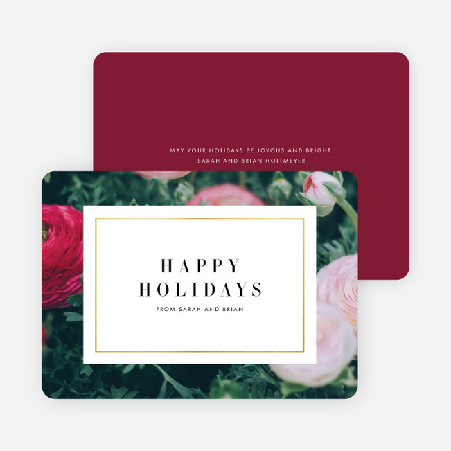 Bouquet Border Holiday Cards - Red