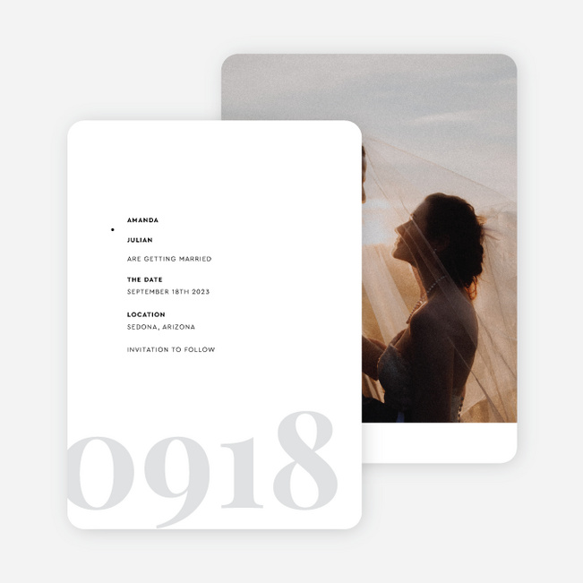 Bold Watermark Save the Date Cards - Gray