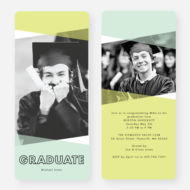 Graduation Announcements with Geometric Triangles - Blue