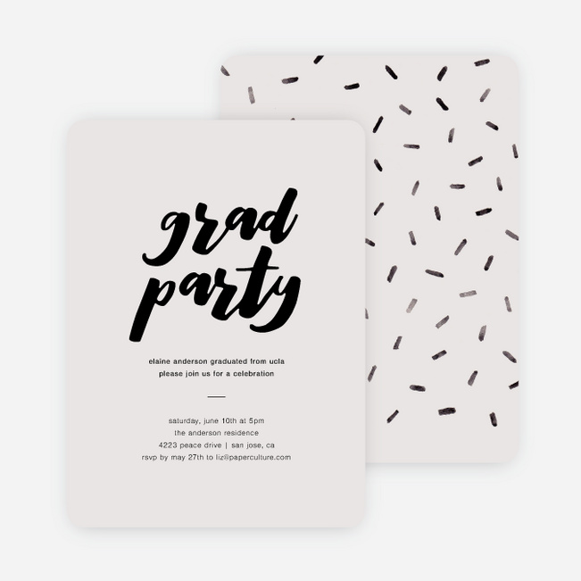 Script Party Graduation Invitations - Beige