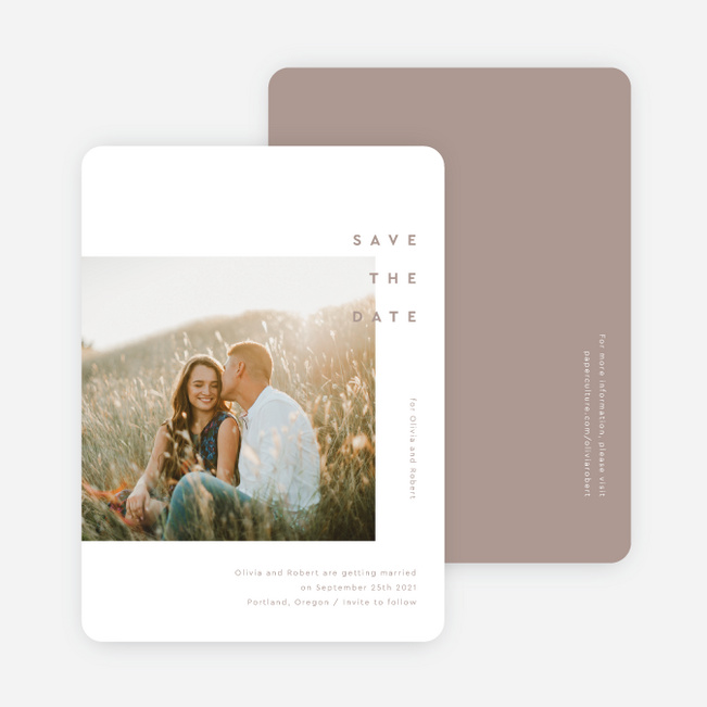 All Lined Up Save the Date Cards - Beige
