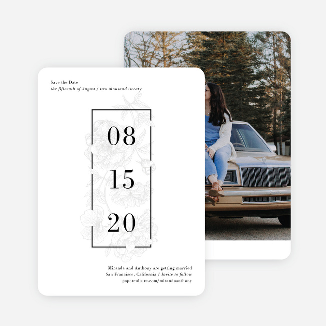 Vintage Inspired Save the Date Cards - White