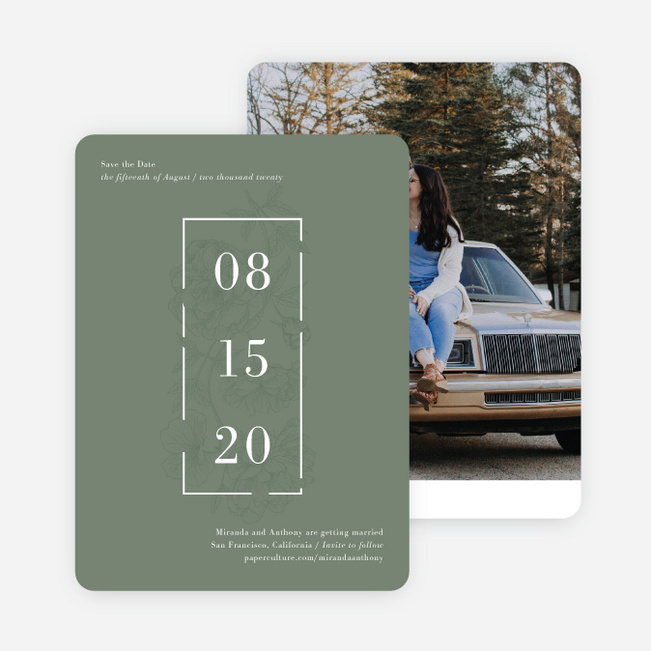 Vintage Inspired Save the Date Cards - Green