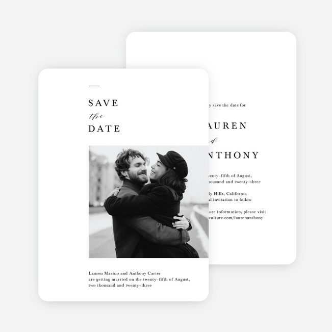 Dash of Sophistication Save the Date Cards - White