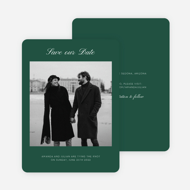 Lovely Classic Save the Date Cards - Green