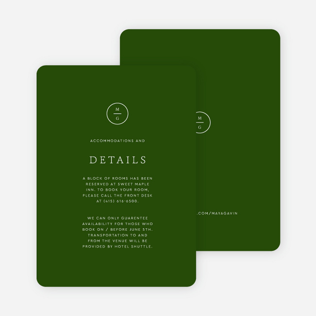 Timeless Monogram Wedding Information Cards | Paper Culture
