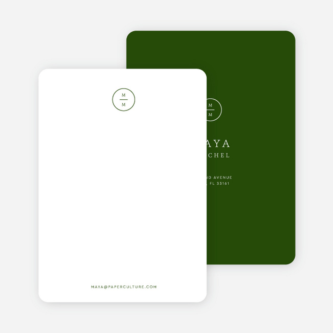 Timeless Monogram Wedding Thank You Cards - Green