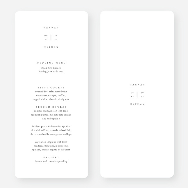 Tried and True Wedding Menus Paper Culture