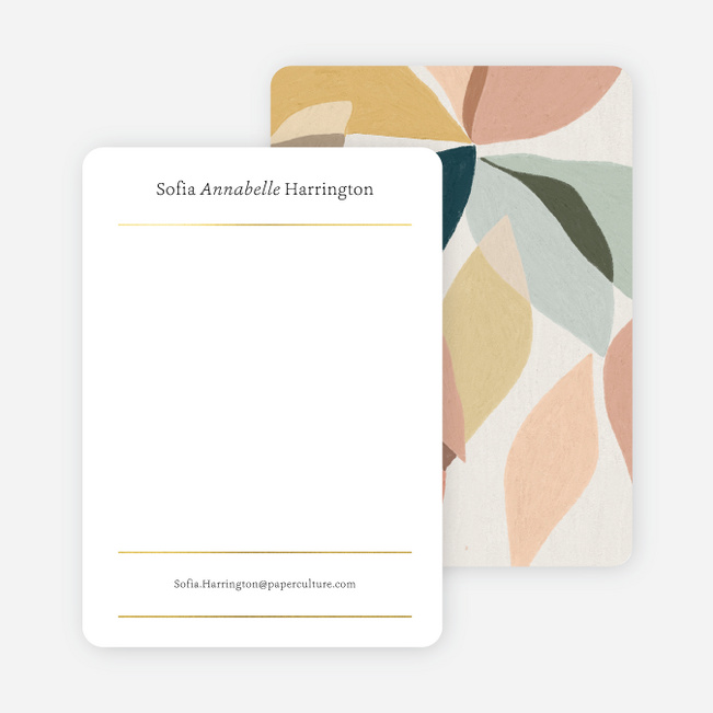 Foil Artistic Petals Wedding Thank You Cards - Yellow