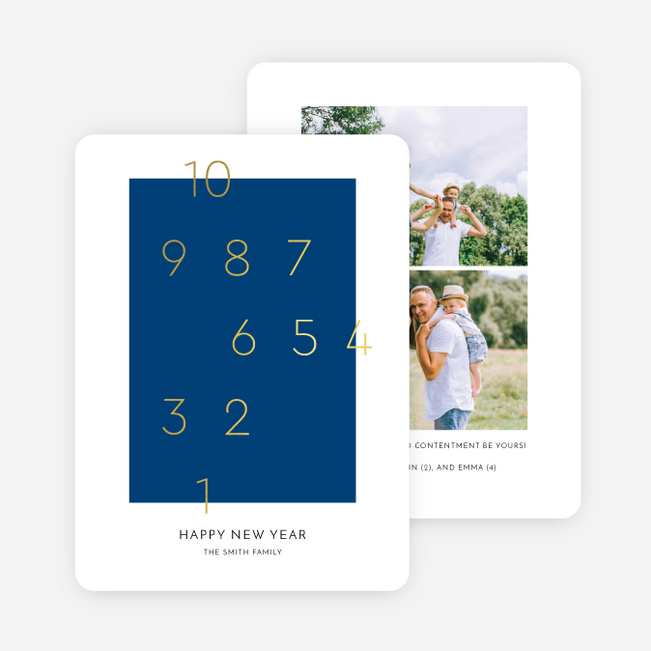 Foil Countdown New Year Cards and Invitations - Yellow