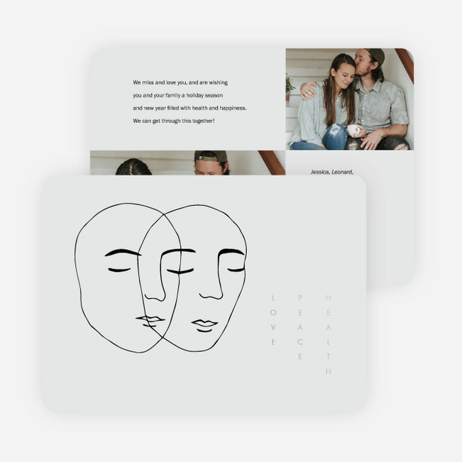 Foil Peaceful Words Multi Photo Holiday Cards - Gray