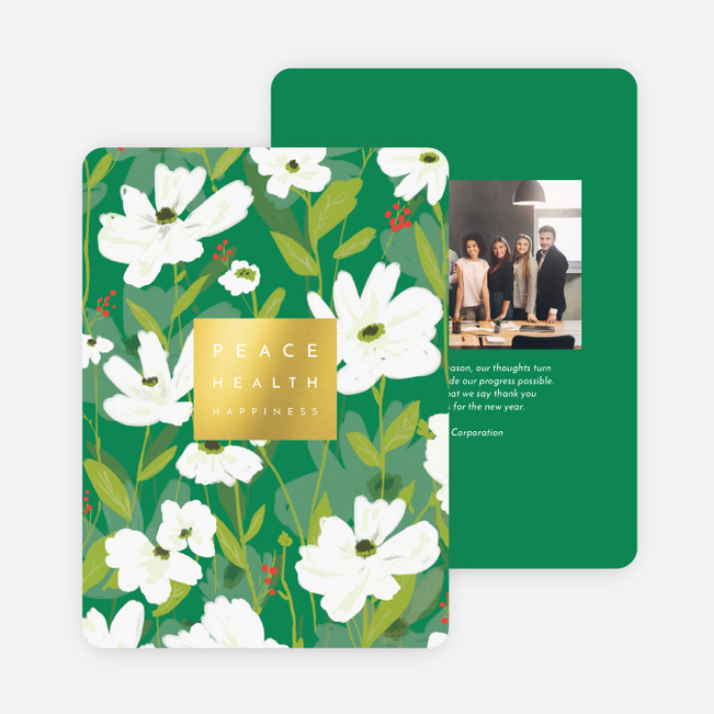 Happy Flowers Business and Corporate Holiday Cards - Yellow