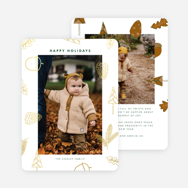 Foil Forest Finds Multi Photo Holiday Cards - Yellow