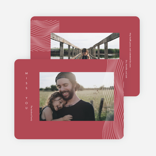 Wave of Happiness Multi Photo Holiday Cards - Red