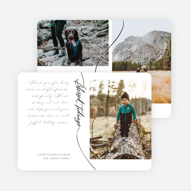 Contemporary Blessed Tidings Multi Photo Holiday Cards - White
