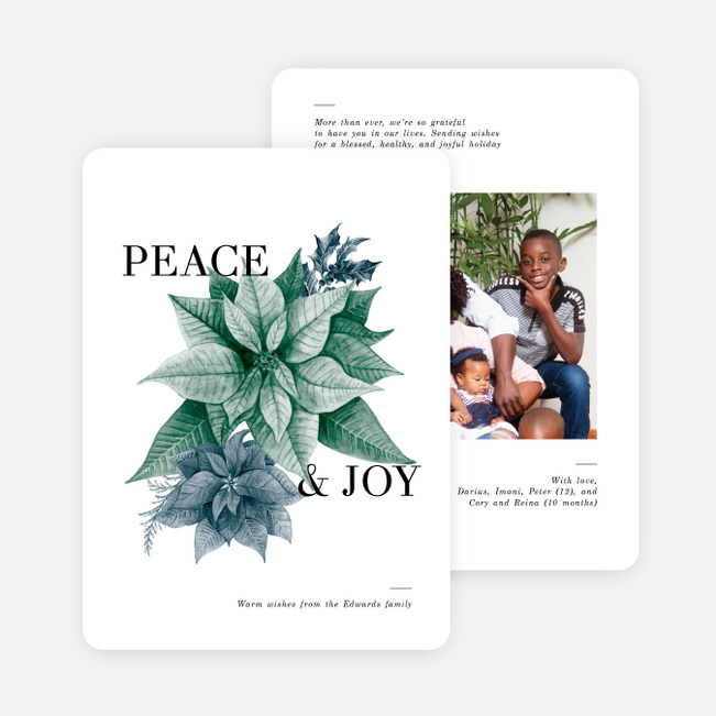 Detailed Poinsettia Christmas Photo Cards & Holiday Photo Cards - Multi