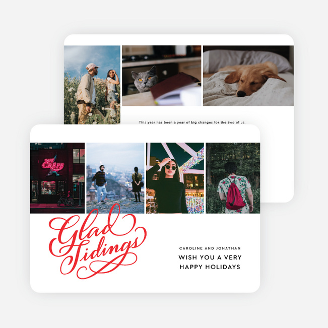 Embellished Glad Tidings Multi Photo Holiday Cards - Red
