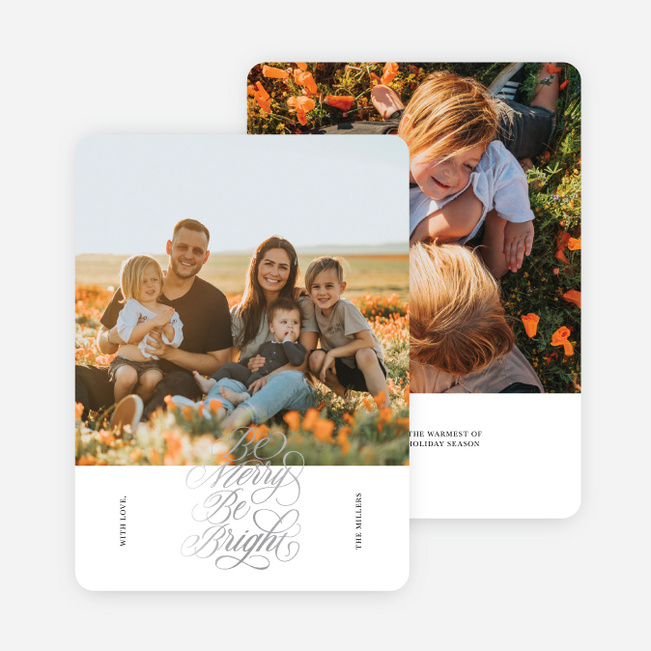 Foil Ornate Wishes Christmas Cards - Gray