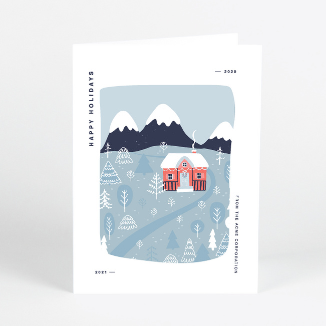Snowy Home Business and Corporate Holiday Cards - Blue