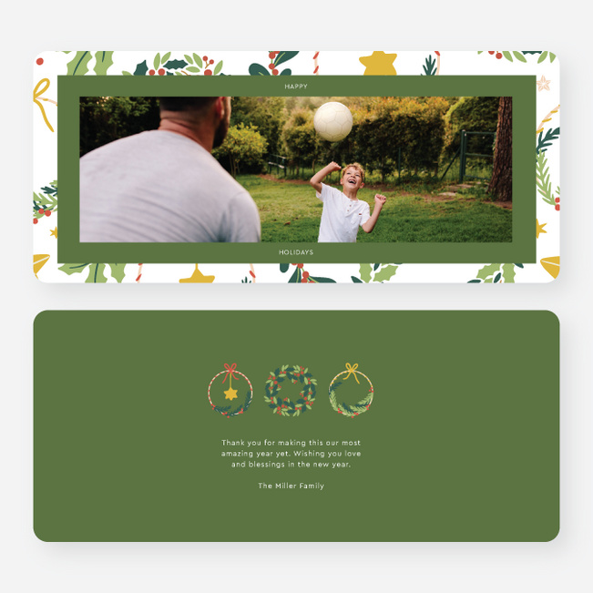 Stars and Wreaths Christmas Photo Cards & Holiday Photo Cards - Green