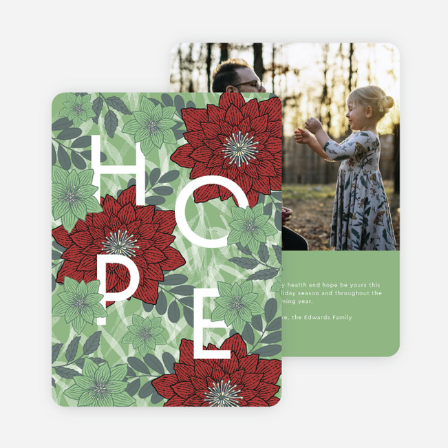 Blooming with Hope Christmas Photo Cards & Holiday Photo Cards - Green