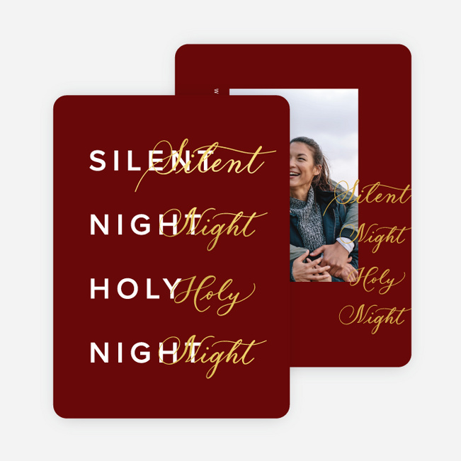 Caroling Script Christmas Cards - Yellow