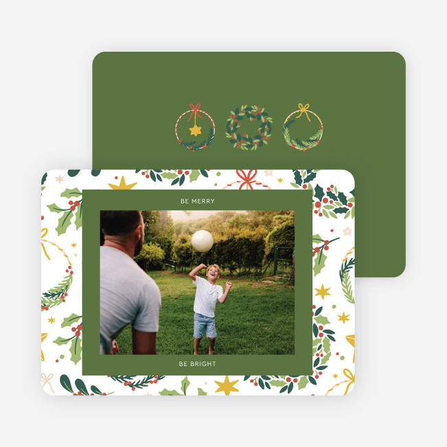 Stars and Wreaths Christmas Cards - Green