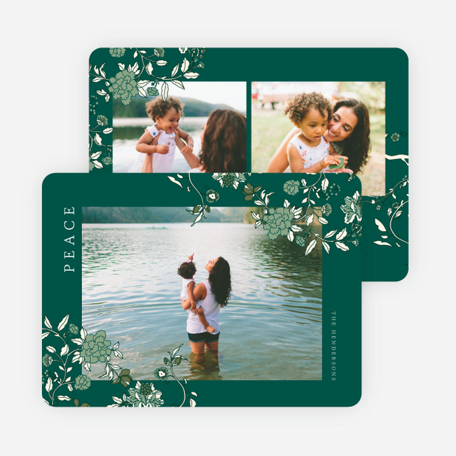 Lush Botanicals Multi Photo Holiday Cards - Green