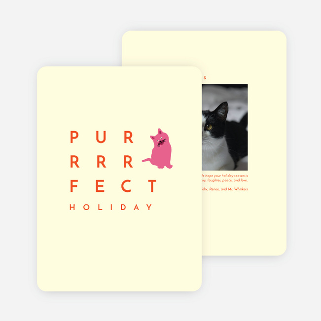 Pretty Purrfect Christmas Photo Cards & Holiday Photo Cards - Yellow