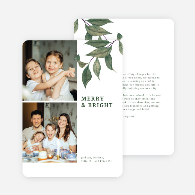 Rustling of Leaves Multi Photo Holiday Cards - Green