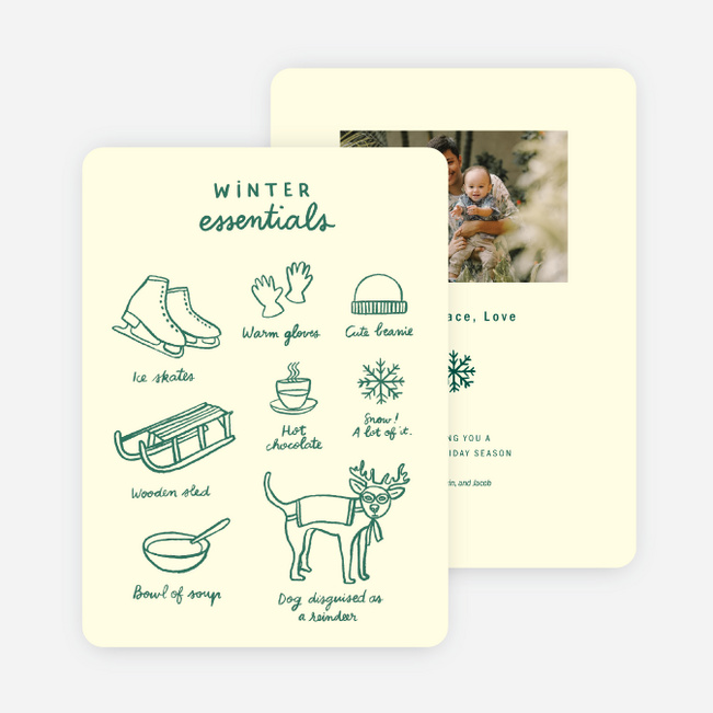 Winter Essentials Christmas Photo Cards & Holiday Photo Cards - Green