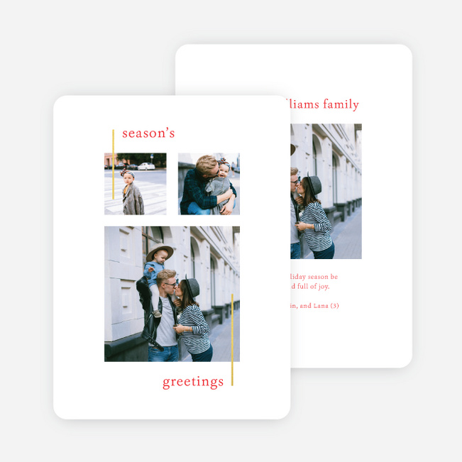 Foil Simple Accent Multi Photo Holiday Cards - Yellow