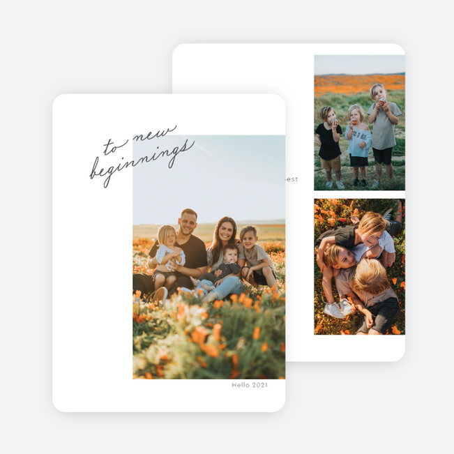 To New Beginnings Multi Photo Holiday Cards - White