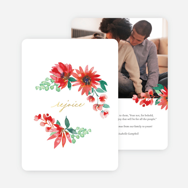 Foil Watercolor Rejoice Christmas Cards - Yellow