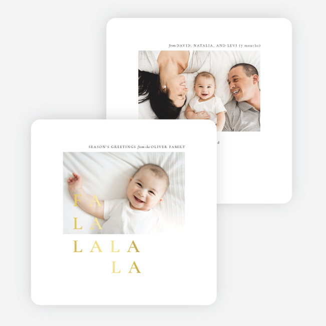 Foil Modern Falala Multi Photo Holiday Cards - Yellow