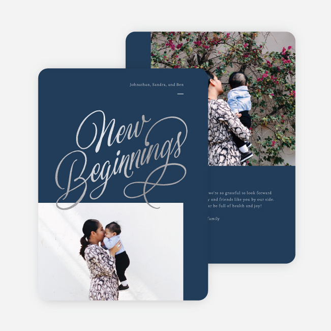 Foil Begin Anew New Year Cards and Invitations - Gray