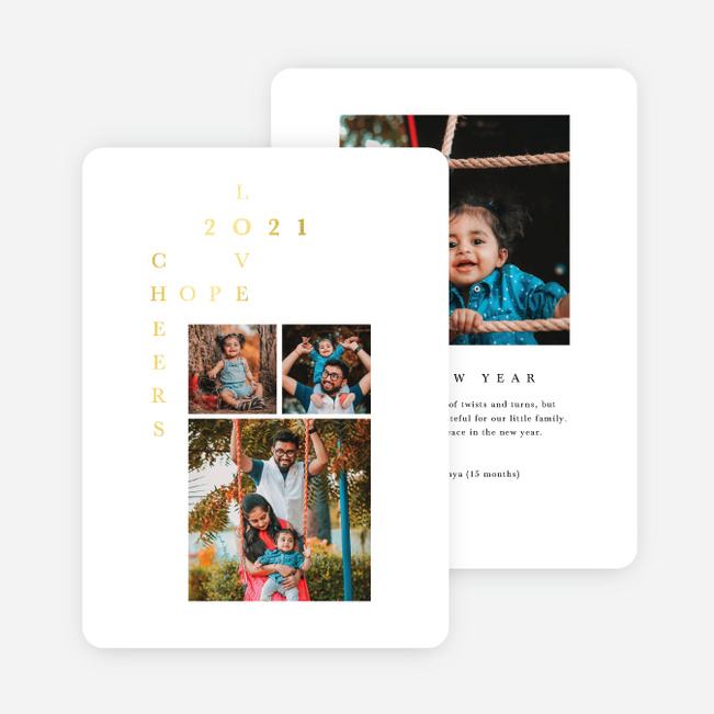 Foil Crossword New Year Cards and Invitations - Yellow