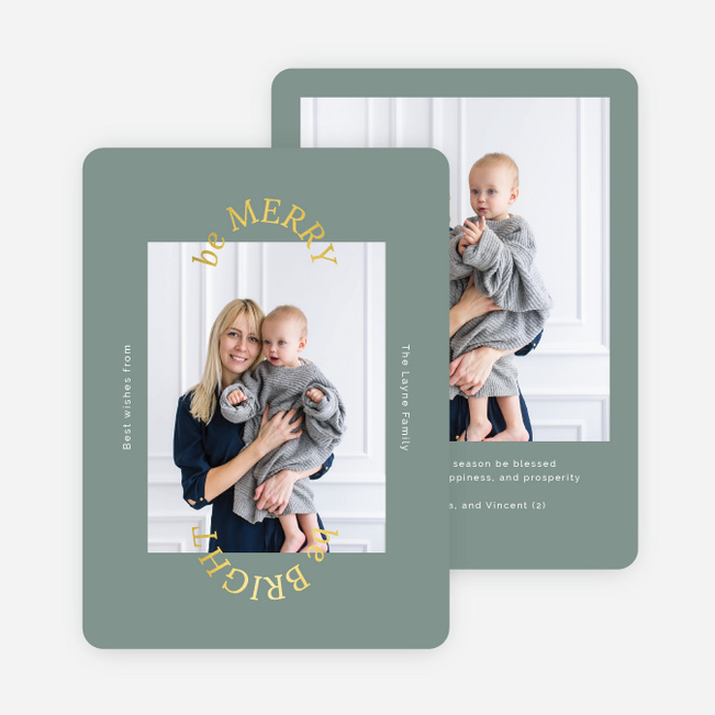 Foil Merry Arch Multi Photo Holiday Cards - Yellow
