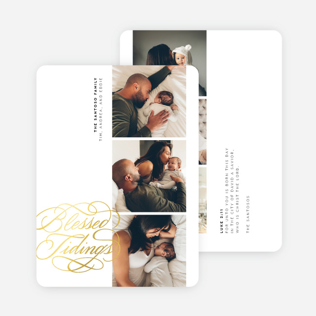 Foil Ornate Blessings Christmas Cards - Yellow