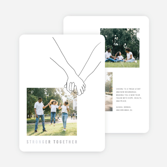 Foil Stronger Together Multi Photo Holiday Cards - Gray