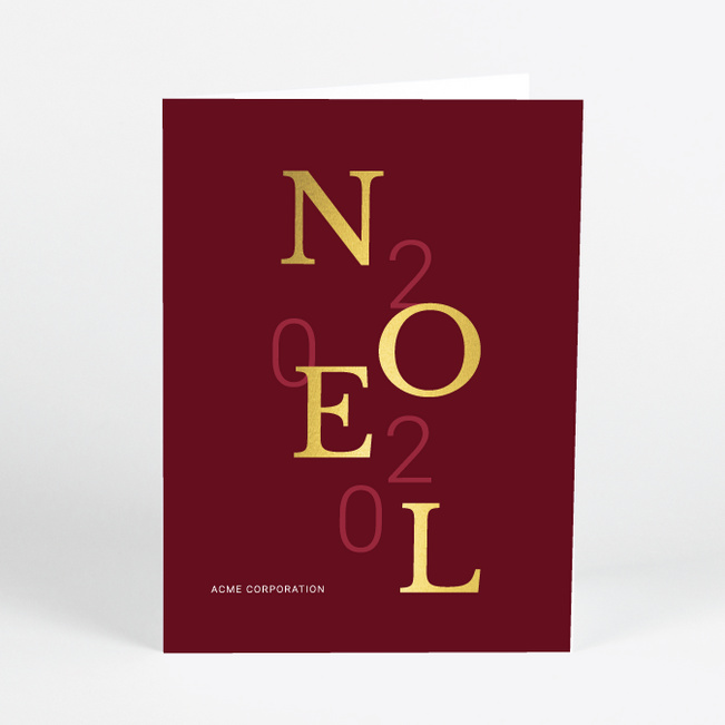 Foil Vertical Noel Christmas Cards - Yellow