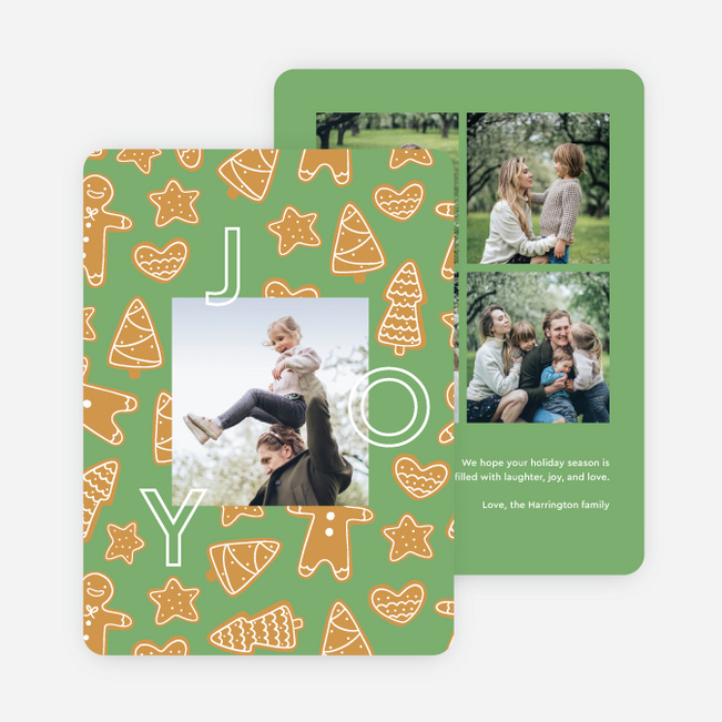 Gingerbread Cookies Everywhere Multi Photo Holiday Cards - Green