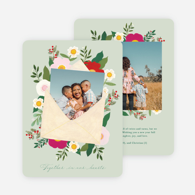 Open Up Multi Photo Holiday Cards - Green